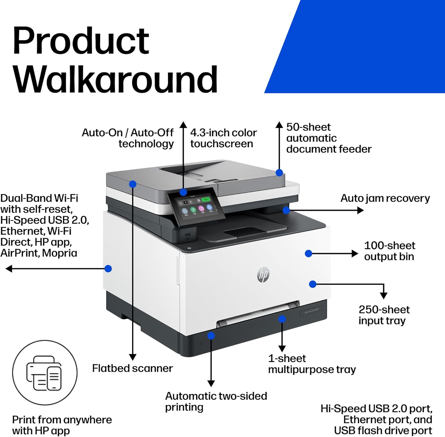 HP Color LaserJet Pro MFP 3301sdw Wireless All-in-One Color Laser Printer, Office Printer, Scanner, Copier, ADF, Duplex, Best-for-Office (499Q3F)