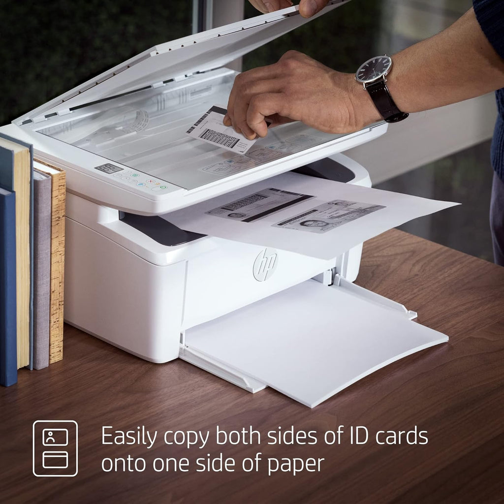HP Laserjet MFP M140w Wireless Monochrome All-in-One Printer, Copier, Scanner, Phone, Tablet, for Home, Office Use, Easy Setup, Auto-On/Off Technology Compact White 7MD72F (Renewed)