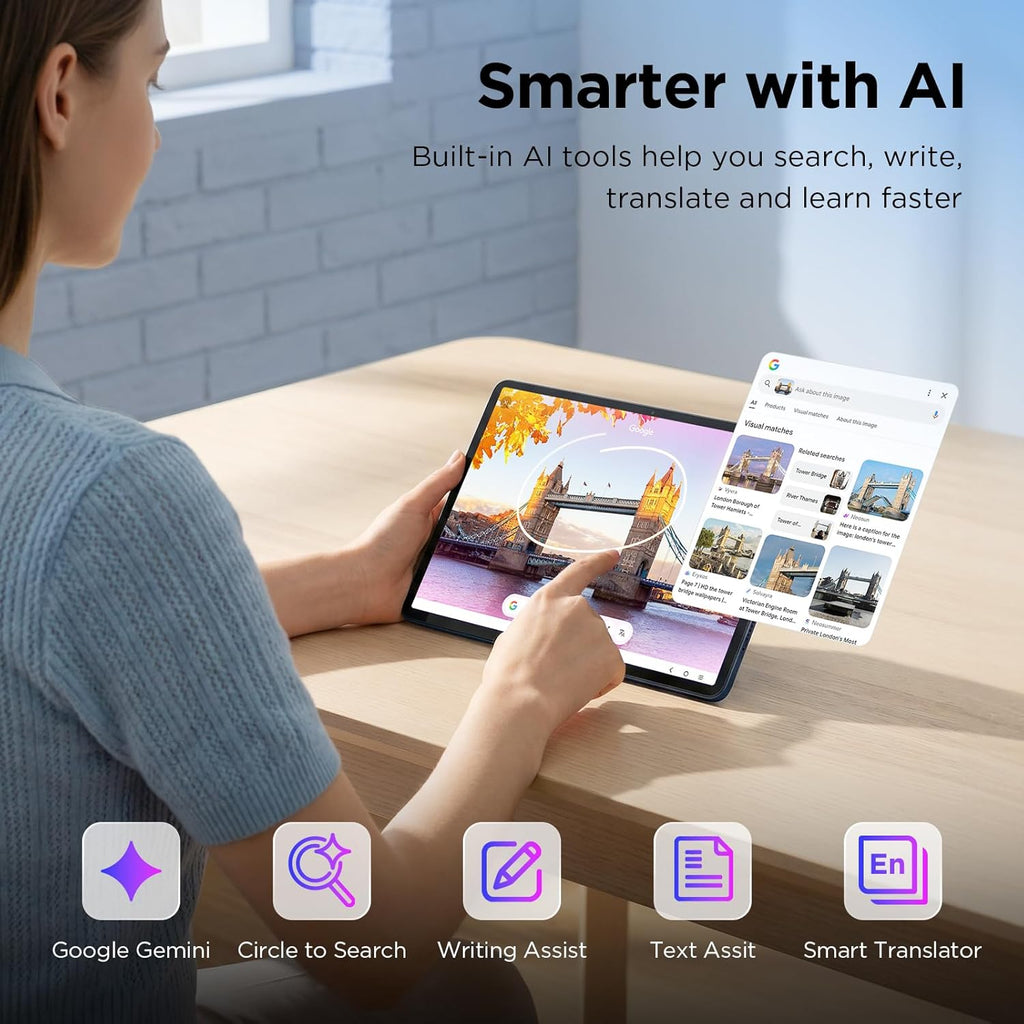 TCL TAB A1 Plus Android Tablet, 12.2” 2.4K 120Hz Display, 16GB RAM (6GB+10GB), 128GB Storage, AI Tools, 8000mAh Battery, Android 16, Quad Speakers, Tablet for Work, Study & Entertainment