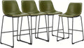 DUMOS Bar Stools Set of 4, 26 Inch Counter Height Faux Leather Barstools with Back, Modern Metal Leg Bar Chairs for Kitchen Island, Dining Pub Table, Home Bar, Green