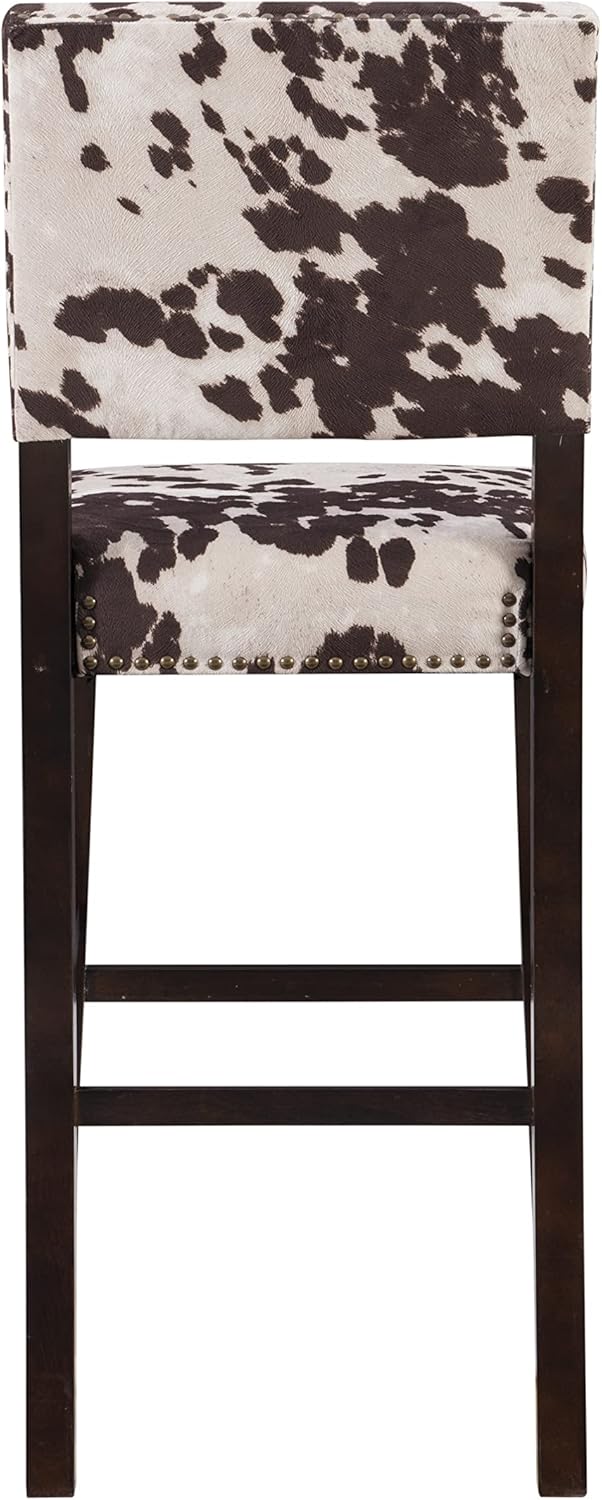 Linon Udder Madness Corey Bar Stool, 19"W x 22.5"D x 44.75"H, Brown